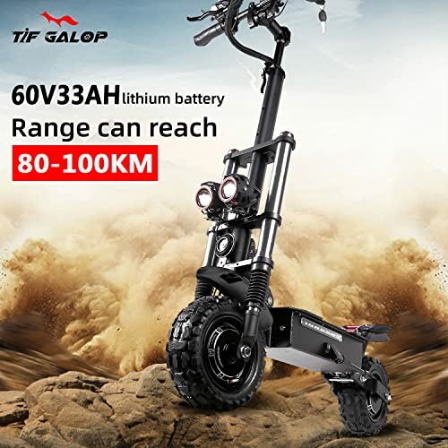 Off-road electric scooter with 60V33AH lithium battery, range 80-100KM.